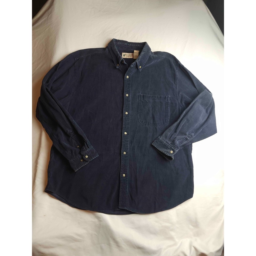 Northwest Territory Shirt Mens Big 2X Navy Blue Corduroy Button Down Heritage